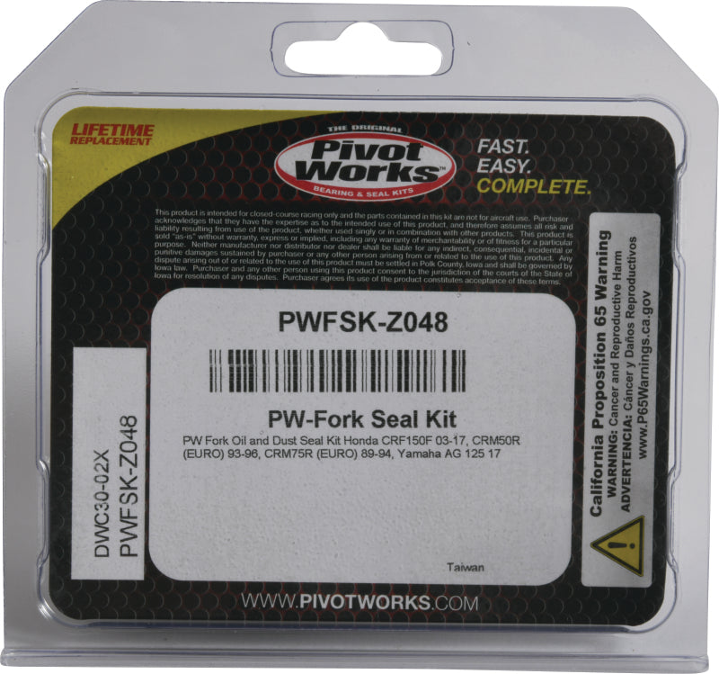 Pivot Works 93-96 Honda CRM50R (EURO) PW Fork Oil & Dust Seal Kit