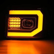 Load image into Gallery viewer, AlphaRex 07-13 GMC Sierra 1500 (No Clsc) LUXX-Series LED Proj HL Jet Blk w/Actv Lgt & Seq.Sig / DRL