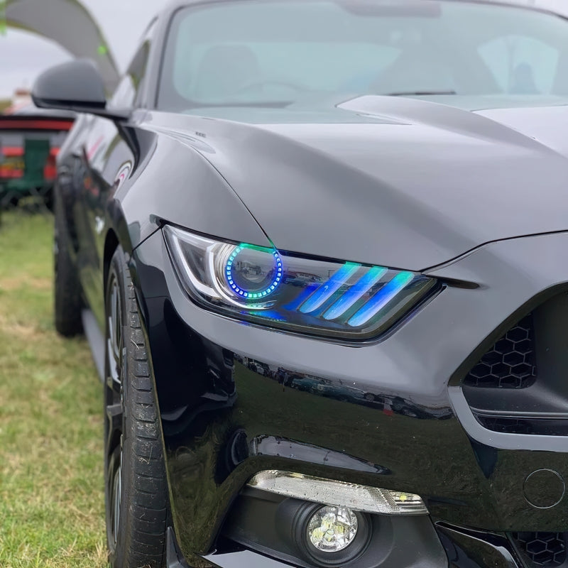 Oracle 15-17 Ford Mustang Dynamic RGB+A Pre-Assembled Headlights - Black Edition - NO RETURNS