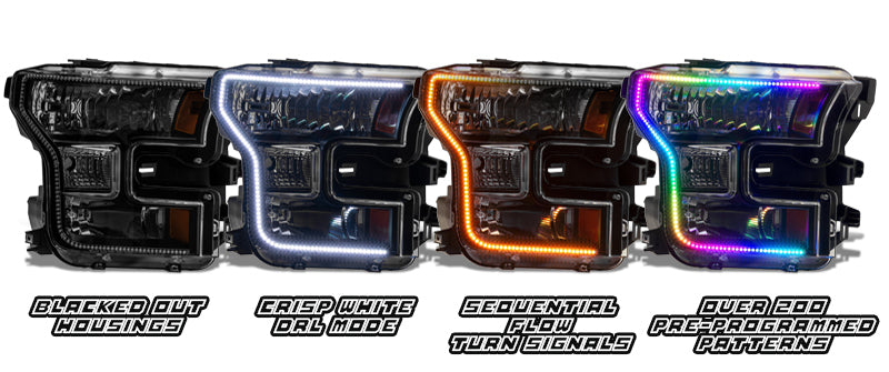 Oracle 15-17 Ford F-150 Dynamic RGB+A Pre-Assembled Headlights Halogen - Black Edition - NO RETURNS