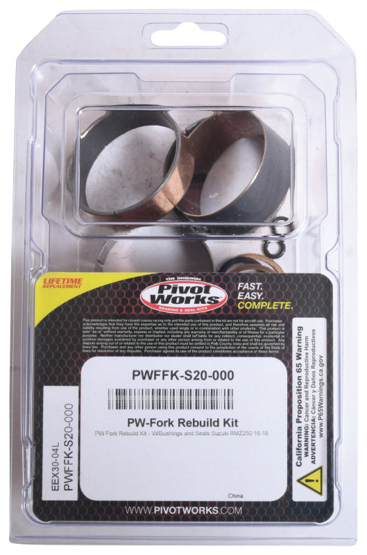 Pivot Works 16-18 Suzuki RMZ250 PW Fork Rebuild Kit - W/Bushings & Seals
