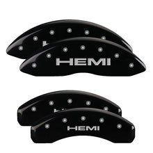 Load image into Gallery viewer, MGP 4 Caliper Covers Engraved Front & Rear Hemi Black finish silver ch