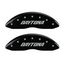 Load image into Gallery viewer, MGP 4 Caliper Covers Engraved Front & Rear Daytona Black finish silver ch