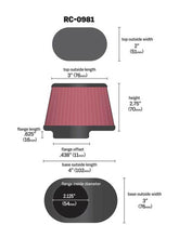 Load image into Gallery viewer, K&N Uni Chrome Oval Tapered Filter 2.125in FlgID x 4inB OL x 3inB OW x 3inT OL x 2inT OW x 2.75in H