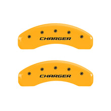 Load image into Gallery viewer, MGP 4 Caliper Covers Engraved Front & Rear Block/Charger Yellow finish black ch