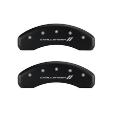 Load image into Gallery viewer, MGP 4 Caliper Covers Engraved Front & Rear With stripes/Challenger Red finish silver ch