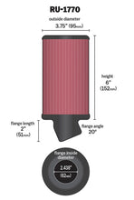 Load image into Gallery viewer, K&N Filter Universal Rubber Filter 2 7/16 inch 20 Degree Flange 3 3/4 inch OD 6 inch Height