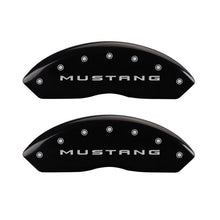 Load image into Gallery viewer, MGP 4 Caliper Covers Engraved Front 2015/Mustang Engraved Rear 2015/Bar & Pony Black finish slvr ch