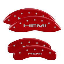 Load image into Gallery viewer, MGP 4 Caliper Covers Engraved Front & Rear Hemi Red finish silver ch
