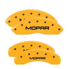 Load image into Gallery viewer, MGP 4 Caliper Covers Engraved Front & Rear Block/Charger Yellow finish black ch