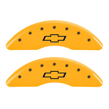 Load image into Gallery viewer, MGP 4 Caliper Covers Engraved Front & Rear Bowtie Yellow finish black ch