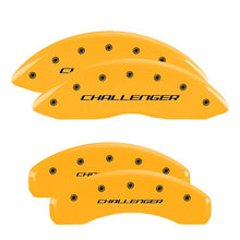 Load image into Gallery viewer, MGP 4 Caliper Covers Engraved Front & Rear Block/Challenger Yellow finish black ch