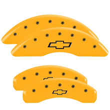 Load image into Gallery viewer, MGP 4 Caliper Covers Engraved Front & Rear Bowtie Yellow finish black ch