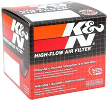 Load image into Gallery viewer, K&N Uni Chrome Oval Tapered Filter 2.125in FlgID x 4inB OL x 3inB OW x 3inT OL x 2inT OW x 2.75in H