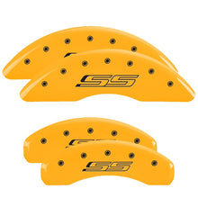 Load image into Gallery viewer, MGP 4 Caliper Covers Engraved Front & Rear Gen 5/SS Yellow finish black ch