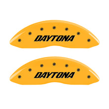Load image into Gallery viewer, MGP 4 Caliper Covers Engraved Front & Rear Daytona Yellow Finish Black Char 2006 Dodge Charger