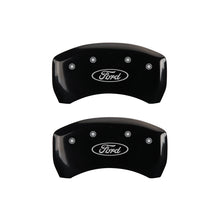 Load image into Gallery viewer, MGP 4 Caliper Covers Engraved Front & Rear Oval logo/Ford Black finish silver ch