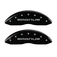 Load image into Gallery viewer, MGP 4 Caliper Covers Engraved Front & Rear Magnum Black finish silver ch