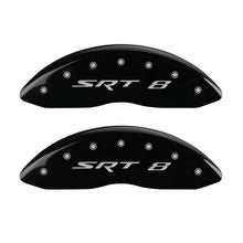 Load image into Gallery viewer, MGP 4 Caliper Covers Engraved Front & Rear SRT8 Black finish silver ch