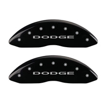 Load image into Gallery viewer, MGP 4 Caliper Covers Engraved Front & Rear With out stripes/Dodge Black finish silver ch