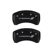 Load image into Gallery viewer, MGP 4 Caliper Covers Engraved Front & Rear With stripes/Charger Red finish silver ch