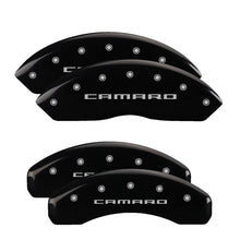 Load image into Gallery viewer, MGP 4 Caliper Covers Engraved Front & Rear Gen 5/Camaro Black finish silver ch