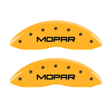 Load image into Gallery viewer, MGP 4 Caliper Covers Engraved Front & Rear Mopar Yellow Finish Black Char 2007 Dodge Charger