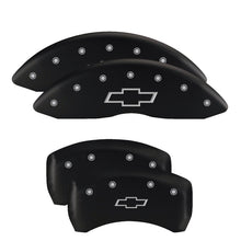 Load image into Gallery viewer, MGP 4 Caliper Covers Engraved Front & Rear Cursive/Challenger Black finish silver ch
