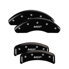 Load image into Gallery viewer, MGP 4 Caliper Covers Engraved Front & Rear With stripes/Challenger Yellow finish black ch