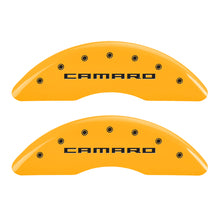 Load image into Gallery viewer, MGP 4 Caliper Covers Engraved Front & Rear Gen 5/Camaro Yellow finish black ch
