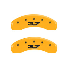 Load image into Gallery viewer, MGP 4 Caliper Covers Engraved Front 2015/Mustang Engraved Rear 2015/Bar & Pony Black finish slvr ch