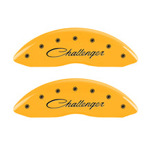 Load image into Gallery viewer, MGP 4 Caliper Covers Engraved F & R Cursive/Challenger Yellow Finish Black Char 2006 Dodge Charger