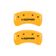 Load image into Gallery viewer, MGP 4 Caliper Covers Engraved Front & Rear MOPAR Yellow finish black ch
