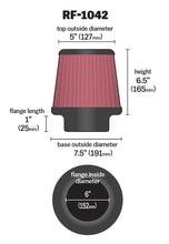 Load image into Gallery viewer, K&N Round Tapered Universal Air Filter 6in Flange ID x 7.5in Base OD x 5in Top OD x 6.5in Height