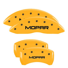 Load image into Gallery viewer, MGP 4 Caliper Covers Engraved Front & Rear Mopar Yellow Finish Black Char 2007 Dodge Charger