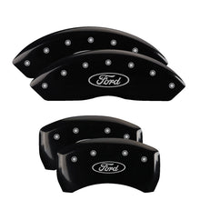 Load image into Gallery viewer, MGP 4 Caliper Covers Engraved Front & Rear Oval logo/Ford Black finish silver ch