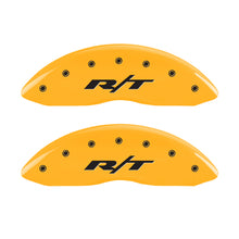 Load image into Gallery viewer, MGP 4 Caliper Covers Engraved Front & Rear RT1-Truck Yellow finish black ch