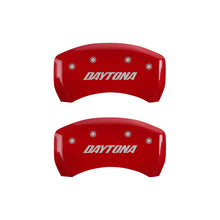 Load image into Gallery viewer, MGP 4 Caliper Covers Engraved Front & Rear Daytona Red finish silver ch