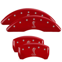 Load image into Gallery viewer, MGP 4 Caliper Covers Engraved Front & Rear Tiffany Snake Red finish silver ch