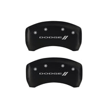 Load image into Gallery viewer, MGP 4 Caliper Covers Engraved Front & Rear With stripes/Dodge Red finish silver ch