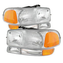 Load image into Gallery viewer, Xtune GMC Sierra 99-06 Headlights & Amber Bumper Lights Chrome HD-JH-GS99-SET-OEAM-C