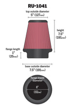 Load image into Gallery viewer, K&N Universal Clamp-On Air Filter 6in FLG / 7-1/2in B / 5in T / 7-1/2in H