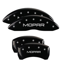 Load image into Gallery viewer, MGP 4 Caliper Covers Engraved Front & Rear MOPAR Black finish silver ch