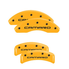 Load image into Gallery viewer, MGP 4 Caliper Covers Engraved Front & Rear With stripes/Challenger Red finish silver ch