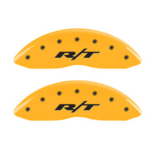 Load image into Gallery viewer, MGP 4 Caliper Covers Engraved Front & Rear RT1-Truck Yellow Finish Black Char 2007 Dodge Charger