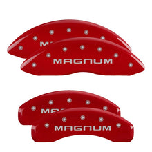 Load image into Gallery viewer, MGP 4 Caliper Covers Engraved Front & Rear Magnum Red finish silver ch
