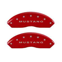 Load image into Gallery viewer, MGP 4 Caliper Covers Engraved Front Mustang Engraved Rear Bar & Pony Red finish silver ch
