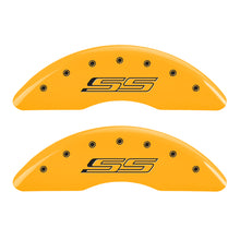 Load image into Gallery viewer, MGP 4 Caliper Covers Engraved Front & Rear Gen 5/SS Yellow finish black ch