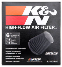 Load image into Gallery viewer, K&N Universal Rubber Filter Round Tapered 6in Flange ID x 7.5in Base OD x 5.25in Top OD x 8in Height