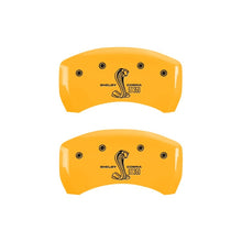 Load image into Gallery viewer, MGP Rear set 2 Caliper Covers Engraved Rear GT350 Shelby & Cobra Yellow finish black ch